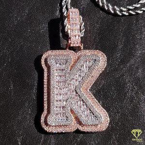 Pendentif personnalisé « M K » avec diamants de laboratoire, collier hip-hop de luxe, chaîne de bijoux scintillante - Product Image 6