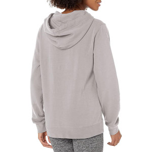 Sudadera con capucha de manga larga gris para mujer, sudadera con capucha de forro polar, top informal sólido para otoño - Product Image 5