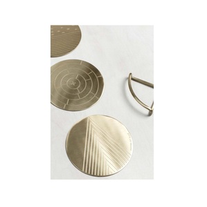 Latest and in different design Aluminium and Brass Metal Gold Ivory Color Customized Tea Cup or <b>Glass</b> <b>Coasters</b> - Product Image 1