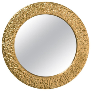 Miroir mural rond en métal luxueux avec cadre en forme de feuille de ginkgo dorée, élégant miroir décoratif en fer pour la décoration du salon - Product Image 2