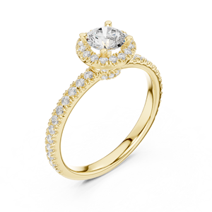 Anillo de compromiso clásico para mujer con halo oculto de diamantes cultivados en laboratorio, chapado en oro de 14K/18K y rodio, 1.17Ct DEF VVS, ODM - Product Image 3