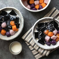 Suministro de fábrica OEM Etiqueta privada Black Grass Jelly Topping para té de burbujas Varios tamaños de embalaje disponibles