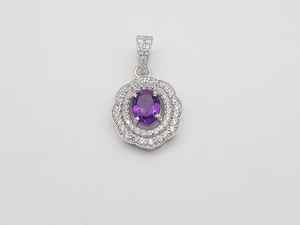 Colgante de amatista con circonita, plata de ley 925, hecho a mano, joyería de piedras preciosas naturales, regalo elegante para mujer - Product Image 5