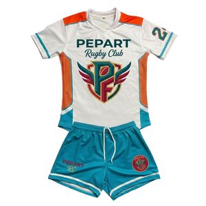 Low Moq Custom Team Logo <b>Name</b>/Number Sublimated Tackle Twill Team Uniform Quick Dry Polyester Fiber Short Rugby Sets Stretchable - Product Image 1