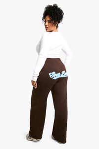Wholesale Custom Chocolate Women's Towelling Applique Straight Leg Joggers Terry Fleece Women Sweatpants Women's Pants & <b>Trouser</b> - Product Image 6
