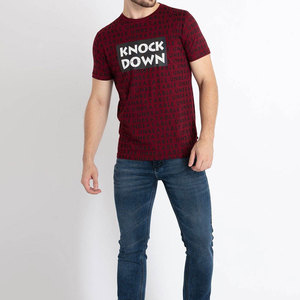 <b>Men's</b> Red <b>Short</b> <b>Sleeve</b> T-Shirt Animal Print Regular Fit O-Neck Casual Terry Fabric Anti-Wrinkle & Breathable - Product Image 1