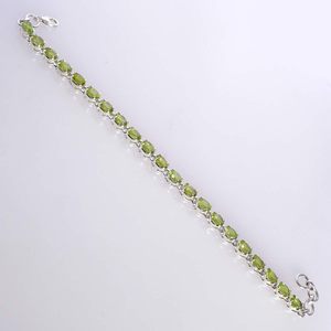 2026 Newly Classic 925 <b>Solid</b> Sterling <b>Silver</b> Green Peridot Gemstones <b>Bracelet</b> Channel Setting Women's Everyday Wear Fine Jewelry - Product Image 1