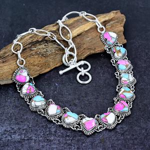 Collar de Corazón Turquesa Algodón de Azúcar, Plata de Ley, Gemas Multicolor, Joyería Boho Hecha a Mano, Regalo para Ella - Product Image 5
