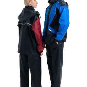 Traje impermeable para adultos, rojo y negro, conjunto de chaqueta y pantalones para senderismo, ropa para exteriores, impermeable universal para acampar - Product Image 5