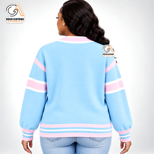 Suéter Universitario Personalizado Gamma Phi Delta, Transpirable, Antiarrugas, Antibolitas, Color Azul Cielo y Rosa, Casual, Manga Larga, 100% - Product Image 2