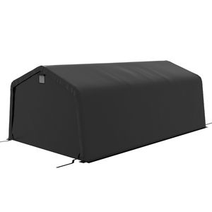 Abri de voiture portable robuste en aluminium noir de 3,66 m x 6,10 m avec grande porte enroulable et fenêtres de ventilation - Product Image 1