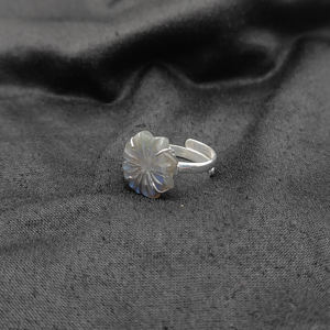 Labradorite Flower Carved <b>Adjustable</b> <b>Ring</b> 925 Sterling Silver Boho Jewelry Wholesale <b>Ring</b> - Product Image 6