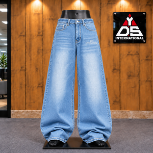 Men <b>Waist</b> Light Wash Cotton Wide Leg Baggy Pants Relaxed High Plus Size Loose Fit Loose Fit Casual Style Modern Street - Product Image 1