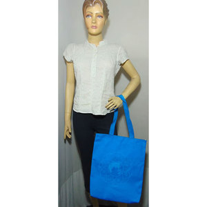 Premium Blue Cotton Canvas Tote <b>Bag</b> with Digital Print Snap Button Closure Soft Felt Lining Eco-Friendly Reusable Shopping - Product Image 2