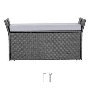 Panca Contenitore da Esterno per 2 Persone, Box da 40 Galloni con Rattan PE e Cuscino, Supporta 180 kg, Panche da Patio - Product Image 1