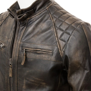 Wholesale High Quality Custom black men's winter <b>jackets</b> 100% genuine Leather Cotton-Lined Men's <b>Jackets</b> Stand Collar Zipper - Product Image 5