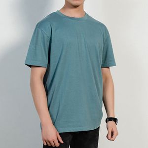 Camiseta Rubabull de Alta Calidad para Hombre, Color Verde Azulado, Manga Corta, Cuello Redondo, Corte Regular, Estilo Casual, Color Sólido, Tejido de Algodón - Product Image 1