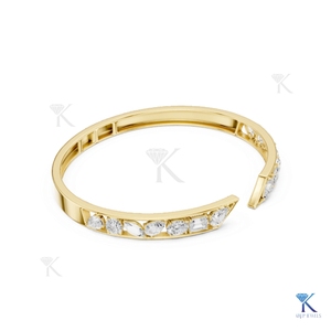 Lab Grown Diamond Mixed Cut Open <b>Cuff</b> Bangle 14K Solid Gold Luxury Fine Unisex Multi Shape Party Gift Jewelry Manufacturer - Product Image 6