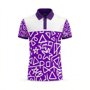 T-shirts en polyester 100% de haute qualité, personnalisables avec logo imprimé par sublimation, polos de golf pour hommes, design de créateur. - Product Image 3