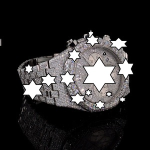 Luxury Men's Mechanical Watch Stainless Steel Iced Moissanite Analog <b>Chronograph</b> Square Case Folding Clasp Elegant Vintage Glass - Product Image 2