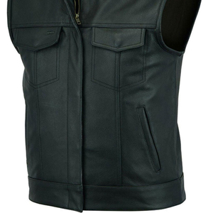 Chaleco de Cuero para Hombre, Chaqueta sin Mangas de Cuero Genuino Premium con Cierre de Cremallera Frontal y Múltiples Bolsillos para Ropa Casual de Calle - Product Image 6