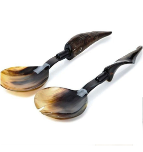 Cuillère à riz en corne avec manche en bois de rose, ensemble de bols très vendu, fabriqué en Inde, comprend un ensemble de saladiers en bois - Product Image 1