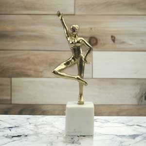36cm H X 8cm W X 12cm L Golden <b>Figurative</b> Sculpture Dancer Aluminium Base Modern Artistic Handmade Eco-Friendly Tabletop Decor - Product Image 3
