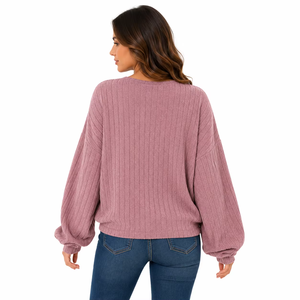 Luxury <b>Chenille</b> Apparel Patch Oversized <b>Jumper</b> Loose Cotton Sparkly Rhinestone Embroidery Logo Ribbed Sweater <b>Women's</b> Supplier - Product Image 3