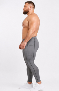 <b>Men's</b> Plus Size <b>Compression</b> Leggings Spandex/Polyester Breathable Quick Dry Elastic Waist Full Length <b>Tights</b> Gym Workout Pants - Product Image 4