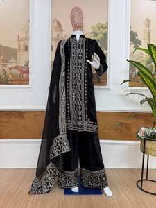 Conjunto de Salwar Negro de Diseñador con Dupatta, Bordado Intenso, de Secado Rápido, para Fiestas, Traje Étnico para Mujer - Product Image 6