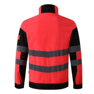 Econex Sports Unisex High Visibility Reflective Safety <b>Jacket</b> CE/EU Certified Polyester Orange Navy Blue <b>Silver</b> Stripes Workwear - Product Image 3