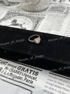 Anillo de compromiso con forma de corazón de plata y moissanita, anillo de halo, anillo de promesa romántico, joyería para mujer, regalo. - Product Image 3