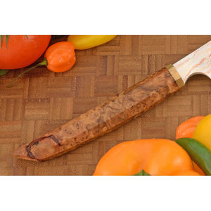 Couteau de chef moderne personnalisé fait main Burraq, lame en acier inoxydable de 8 pouces, manche en bois, épaisseur de 3,0 mm, étui en cuir - Product Image 3