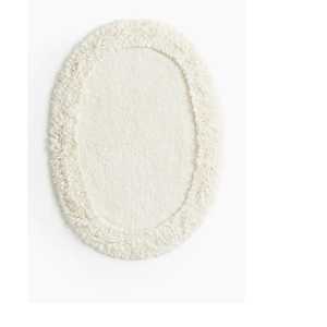 Tufted Oval Cotton Bath Mat Anti-Slip Bathroom Rug Absorbent Floor Rugs Machine Washable by ITHL - Product Image 1