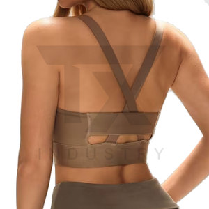 Wholesale 2025 New Style Plus Size Breathable Premium Quality High Support Quick Dry Cut-out Design Crystal Sports <b>Bra</b> - Product Image 2