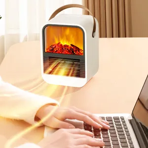 便携式台式PTC陶瓷空间空气热电壁炉加热器，带3D模拟火焰壁炉，用于家庭客厅书桌