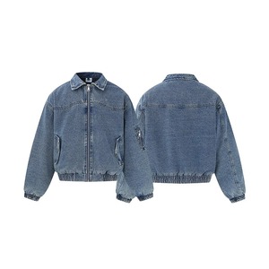 New Style <b>Heavy</b> <b>Duty</b> Washed Cotton Lined Short <b>Zipper</b> Denim Jacket Youth Fashion Thickened <b>Zipper</b> Decoration Cardigan - Product Image 5