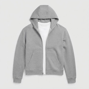 Wholesale Blank Premium Cotton Fleece <b>Grey</b> <b>Zip</b> Up <b>Hoodie</b> Full <b>Zip</b> Custom Printing Logo <b>Men</b> Streetwear Hooded Sweatshirts - Product Image 2