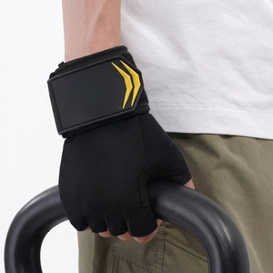 Weight Lifting Gloves Leather <b>Half</b> Finger Touchscreen Compatible Wrist Wrap Gym Fitness Workout Training Anti <b>Slip</b> Breathable - Product Image 6