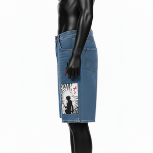 Pantalones Cortos de Mezclilla Holgados con Estampado de Anime Japonés Personalizados, Estilo Harajuku, para Hombre, OEM - Product Image 3