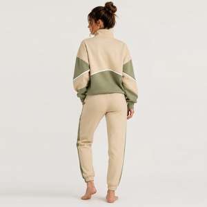 Conjunto Deportivo de Algodón 100% para Mujer, Estilo Casual de Invierno, Sudadera con Cuello Alto y Media Cremallera, Pantalones Jogger - Product Image 2