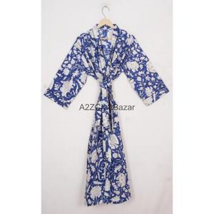 Kimono Hecho a Mano 100% Algodón con Estampado Floral, Ligero, para Verano, Spa, Baño, Informal, Romántico, Largo, para Dormir, Playa, Bikini - Product Image 2