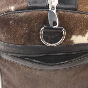 Sac de voyage de luxe en cuir de vachette véritable, fait main, avec fourrure, sac de week-end avec ceinture assortie - Product Image 3
