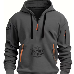 Men Half <b>Zip</b> <b>Hooded</b> Sweatshirt Premium Quality Long Sleeve Casual Fashion Hoodie Comfortable Streetwear Clothing For Fall - Product Image 1