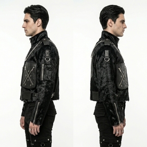 Chaqueta de Cuero Genuino Negra para Hombre al por Mayor Personalizada con Pelo, Estilo Motero, Bolsillos con Cadena de Metal Pesado, Proveedor de Prendas de Abrigo - Product Image 4
