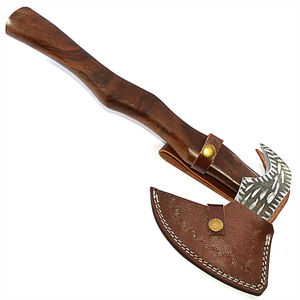 Hacha de doble filo forjada a mano, de acero con alto contenido de carbono, hecha a mano, para exteriores, con mango de madera dura, proveedor mayorista OEM - Product Image 4