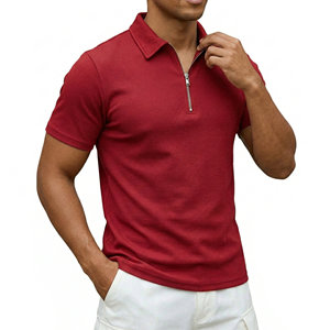 Polo côtelé sur mesure pour homme, demi-zip, manches courtes, coupe ajustée, tricoté, prix de gros, polos de golf élégants pour homme - Product Image 5