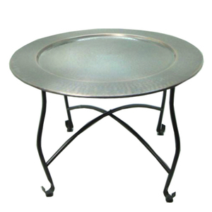 Plateau à thé en aluminium vintage marocain gaufrage à la main en métal aluminium finition argentée grande table basse Table de petit déjeuner - Product Image 5