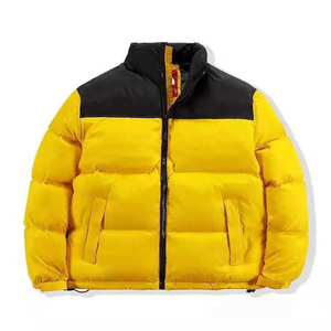 Men's Orange Black Solid Eco-friendly Front <b>Pocket</b> Puffer <b>Jacket</b> Stand Collar <b>Zipper</b> Closure Windproof Winter Casual Standard - Product Image 3
