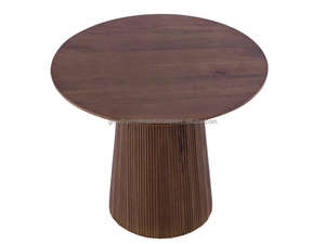 Mesa de Centro Moderna Redonda de Madera de Mango para Sala de Estar, Diseño Minimalista Marrón de Mediados de Siglo para Dormitorio - Product Image 6